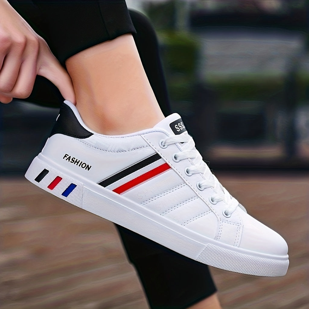 Trendy Casual Strips Lace Up Sneakers, Assorted Colors